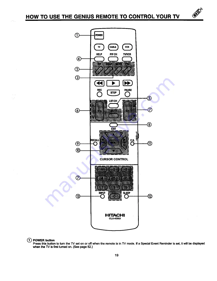 Hitachi 50GX49B Operating Manual Download Page 19