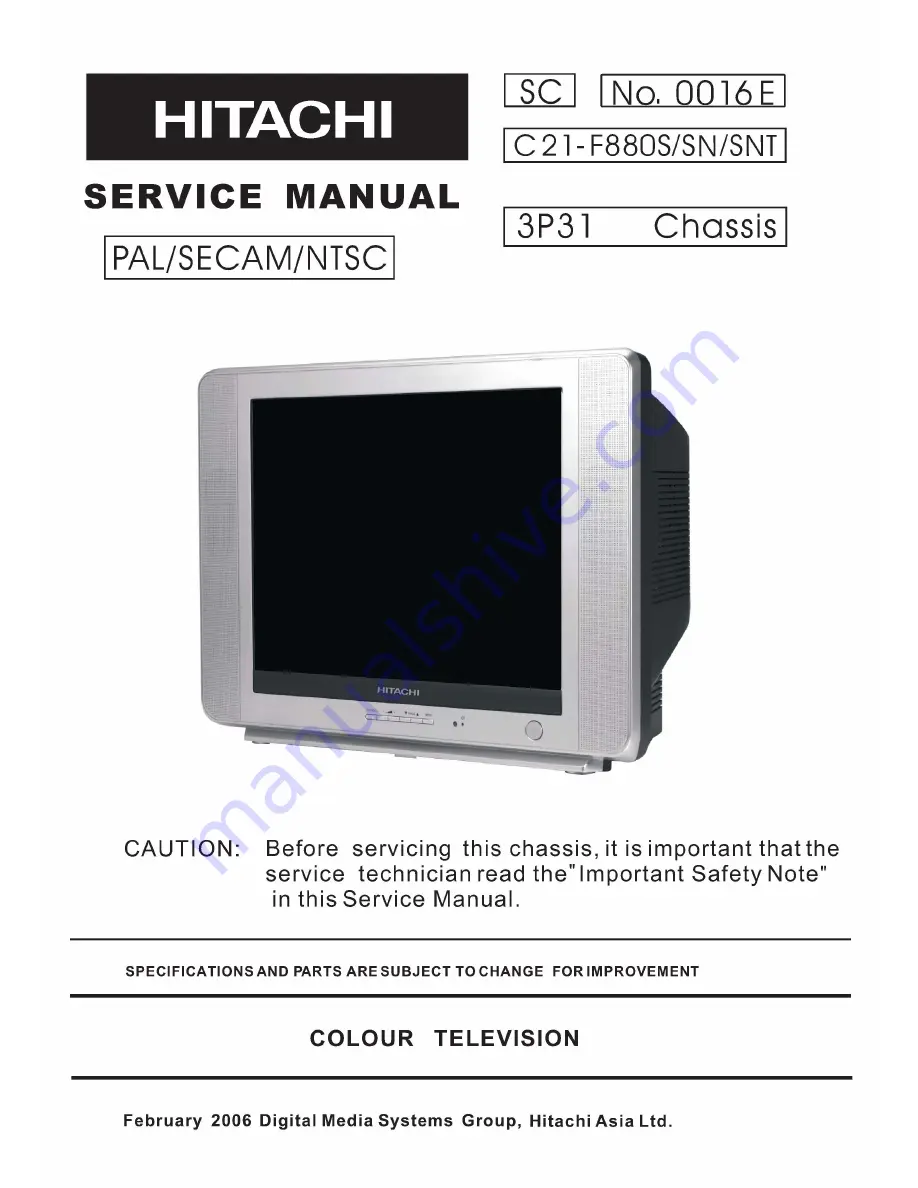 Hitachi C21-F880S Service Manual Download Page 1