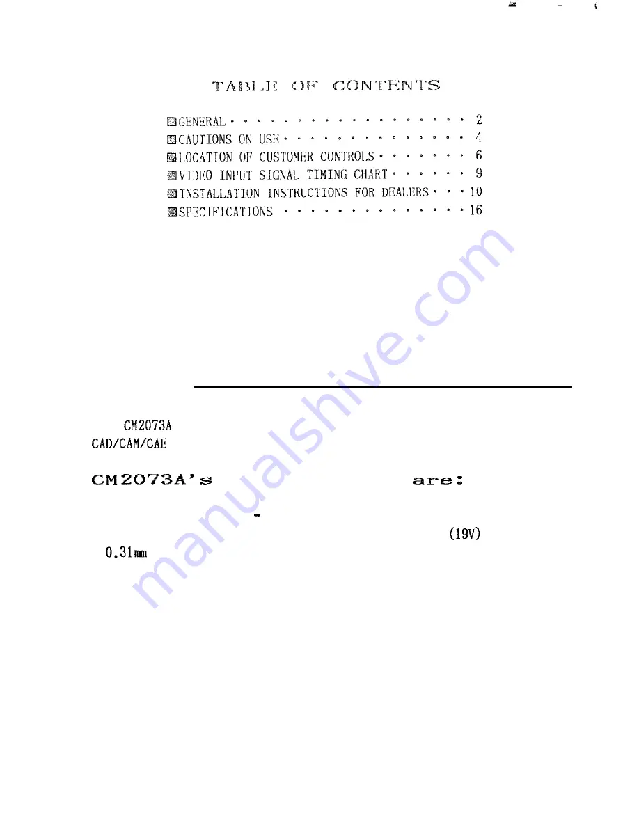 Hitachi CM2073A Operating Manual Download Page 2