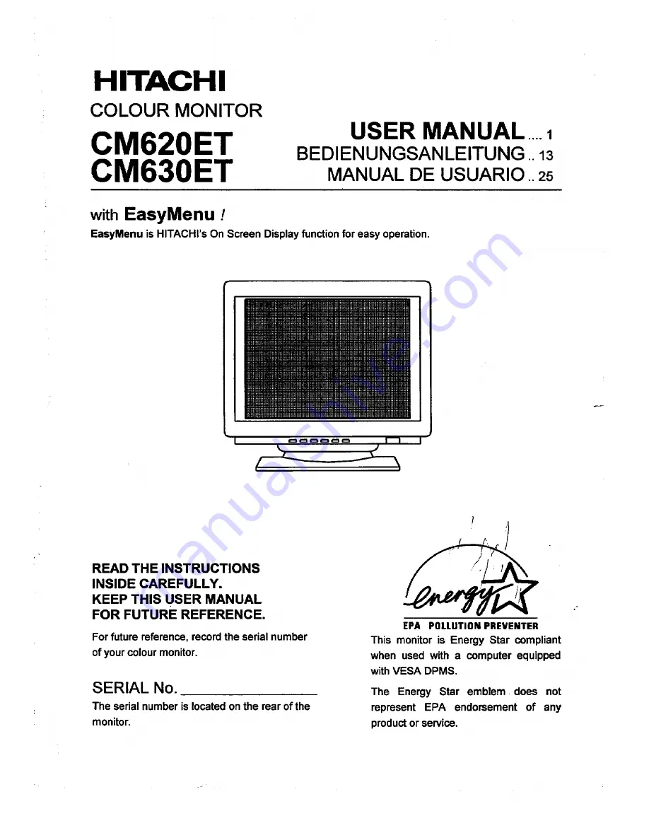 Hitachi CM620ET Скачать руководство пользователя страница 1