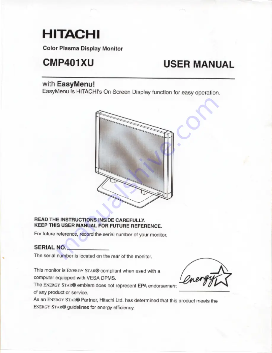 Hitachi CMP401XU User Manual Download Page 1