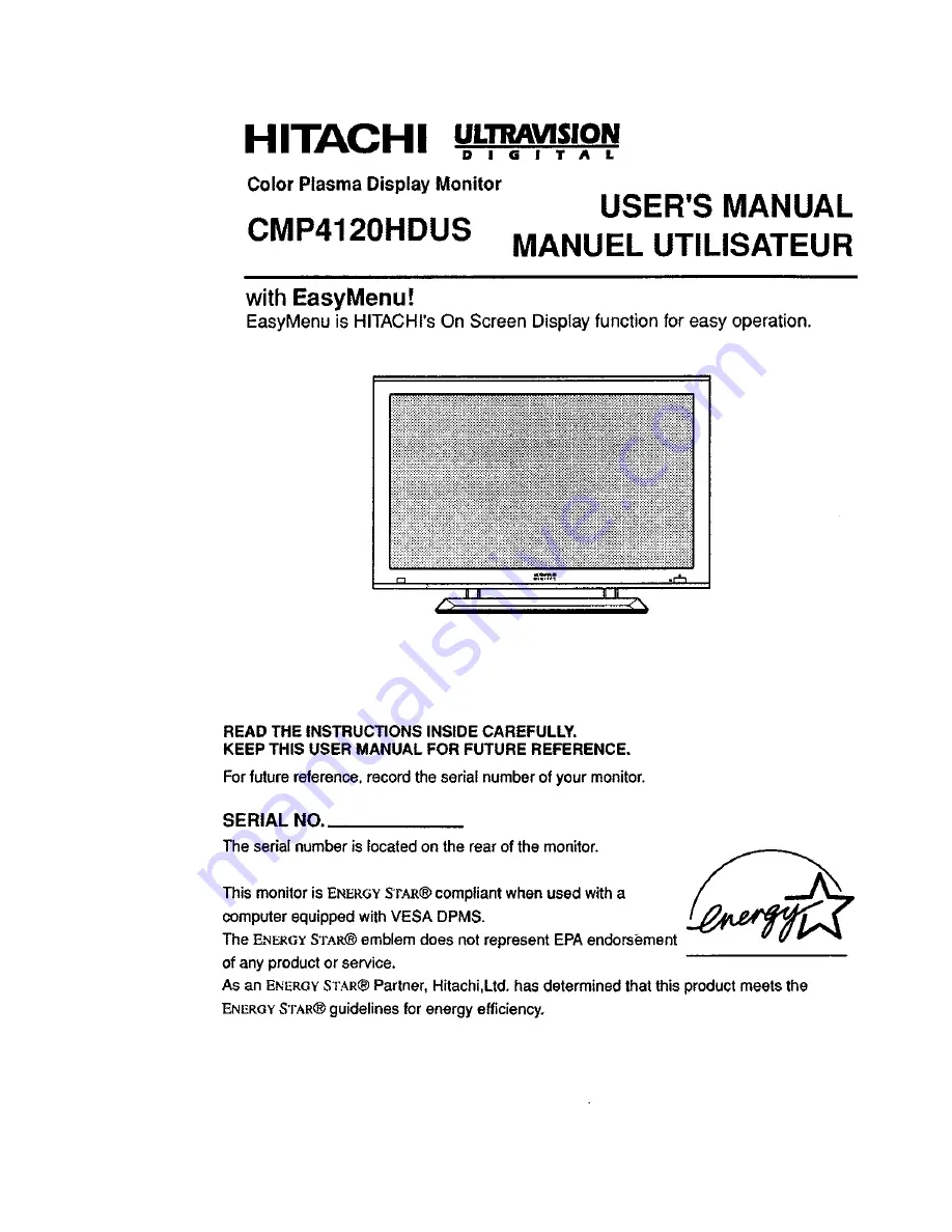 Hitachi CMP4120HDUS User Manual Download Page 1