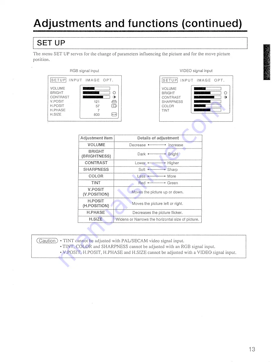 Hitachi CP-L850W Operating Manual Download Page 13