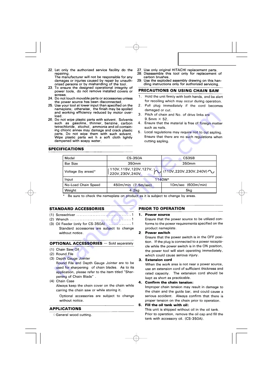 Hitachi CS 35B Скачать руководство пользователя страница 7