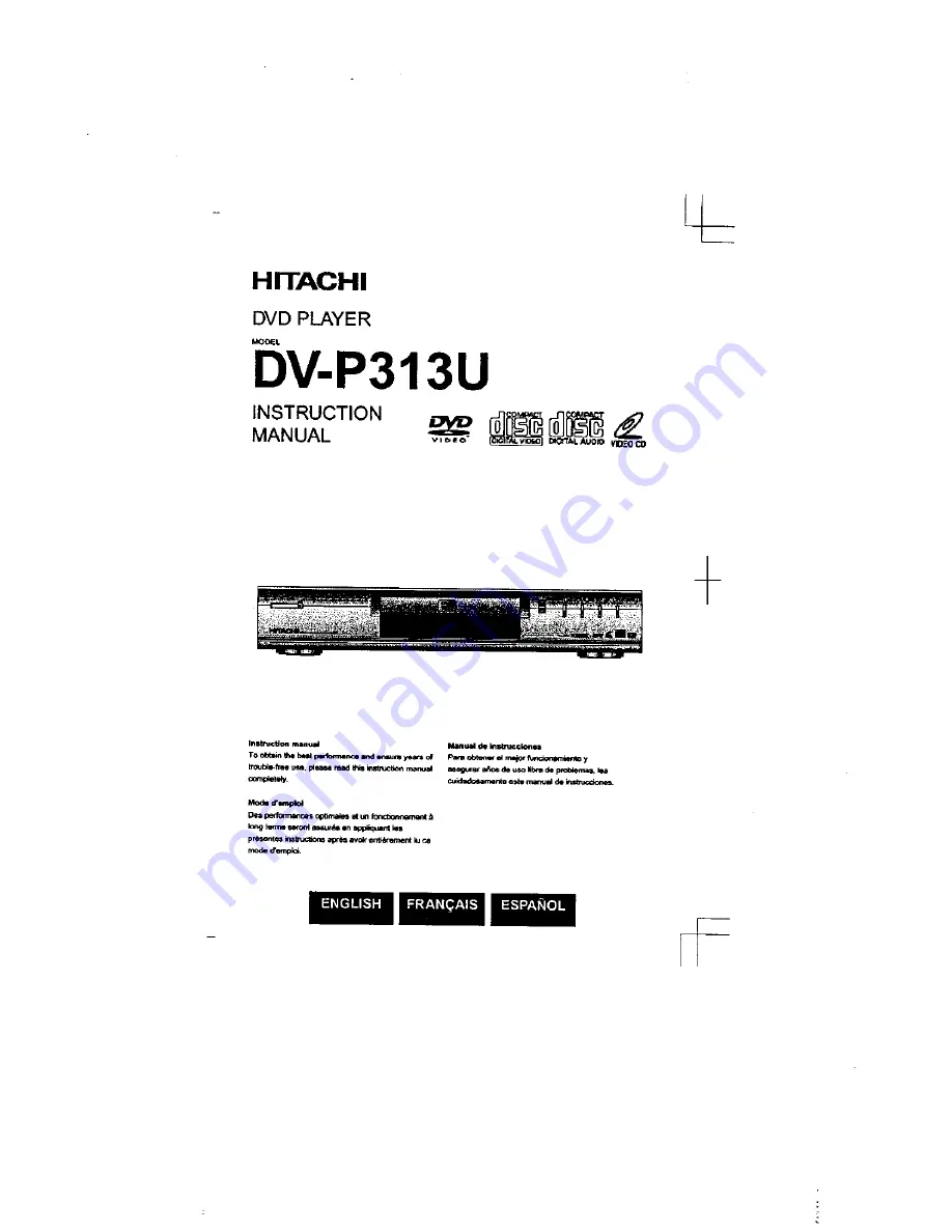 Hitachi DV-P313U Instruction Manual Download Page 1