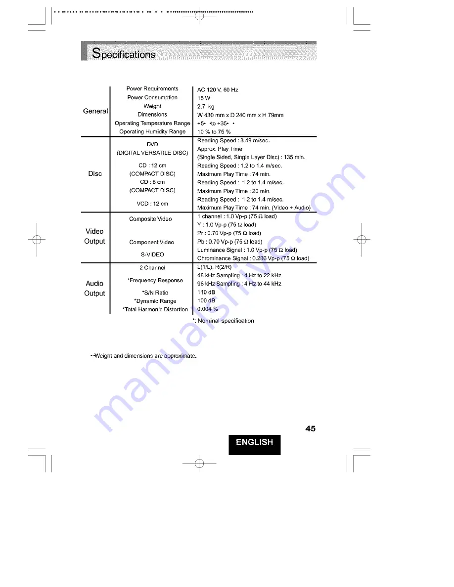 Hitachi DV-P313U Instruction Manual Download Page 45