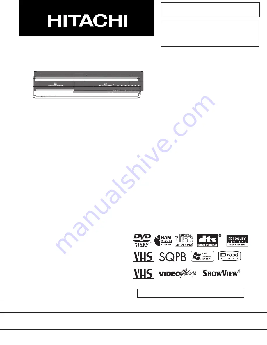 Hitachi DV-RV8500E Service Manual Download Page 1