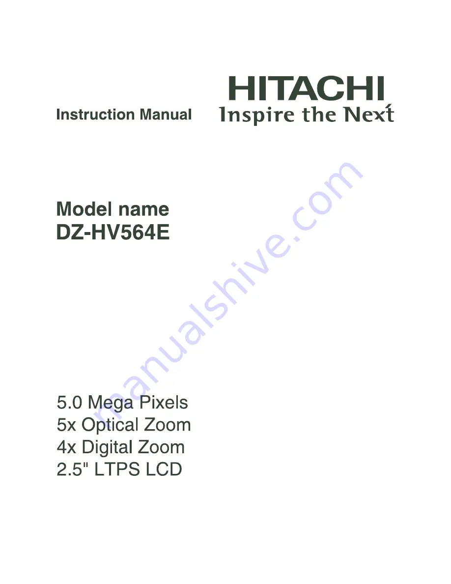 Hitachi DZ-HV564E Скачать руководство пользователя страница 1