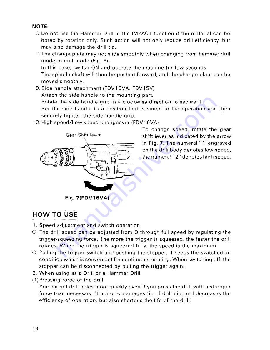 Hitachi FDV 12V Instruction Manual Download Page 14