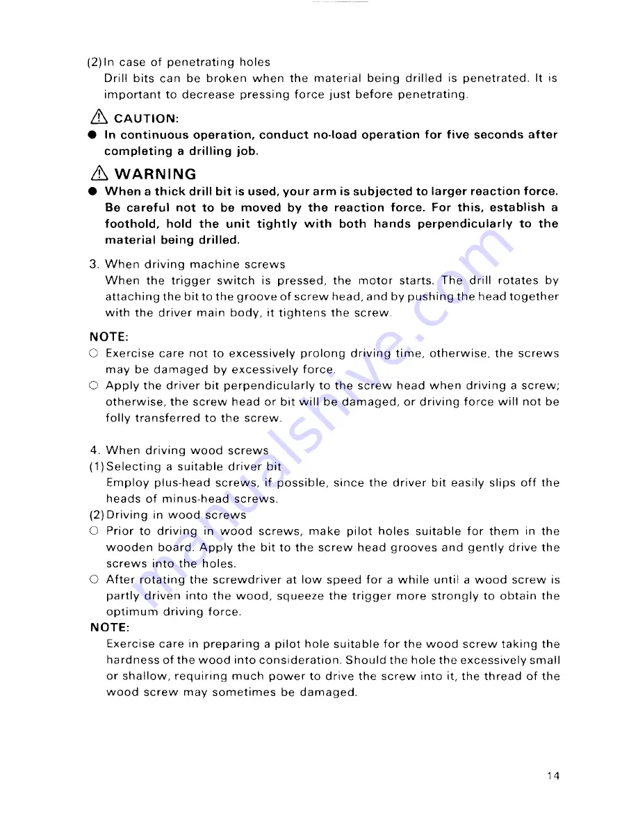 Hitachi FDV 12V Instruction Manual Download Page 15