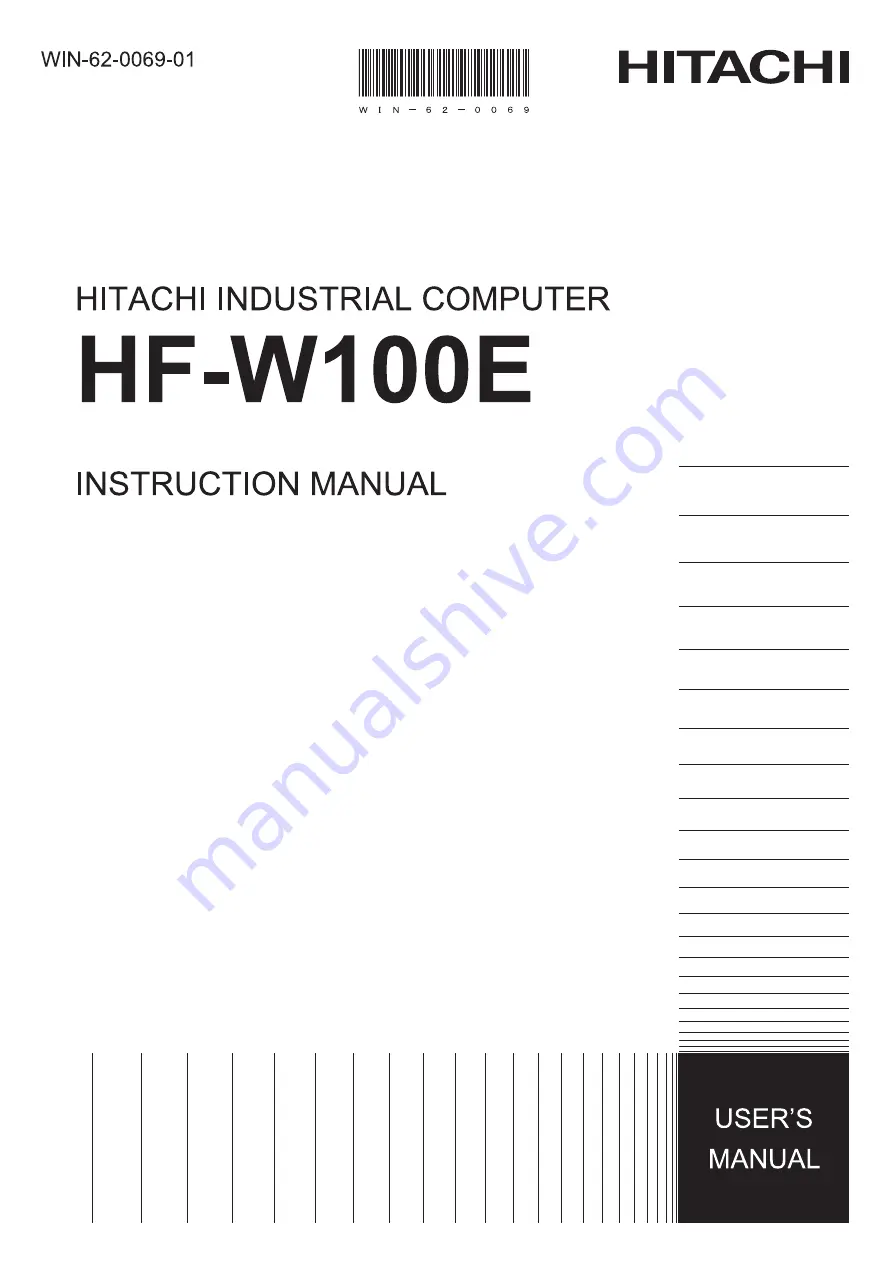 Hitachi HF-W100E Instruction Manual Download Page 1