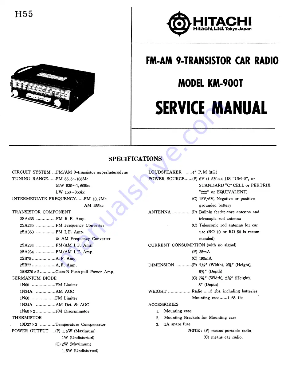 Hitachi KM-900T Service Manual Download Page 6