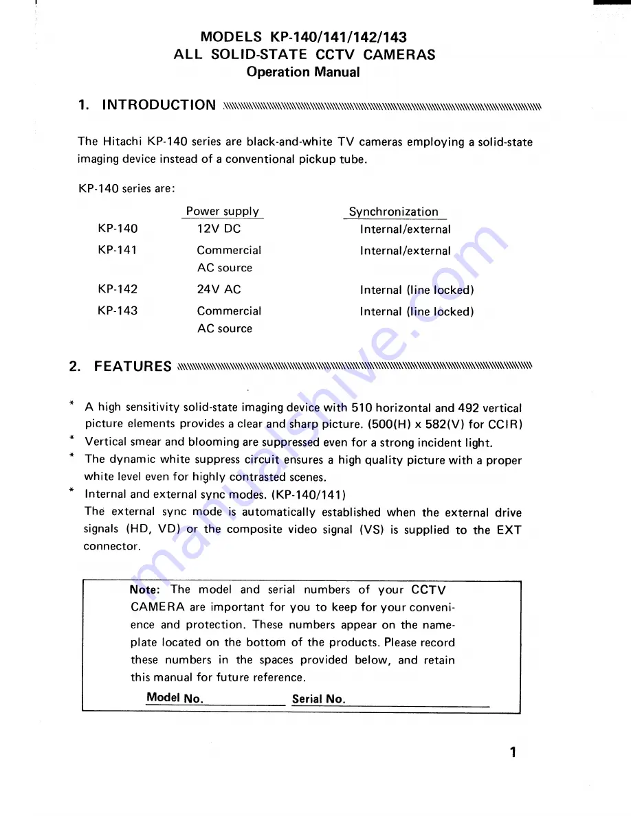 Hitachi KP-140 Operation Manual Download Page 2