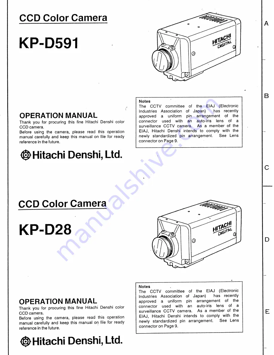 Hitachi KP-D591 Operation Manual Download Page 1