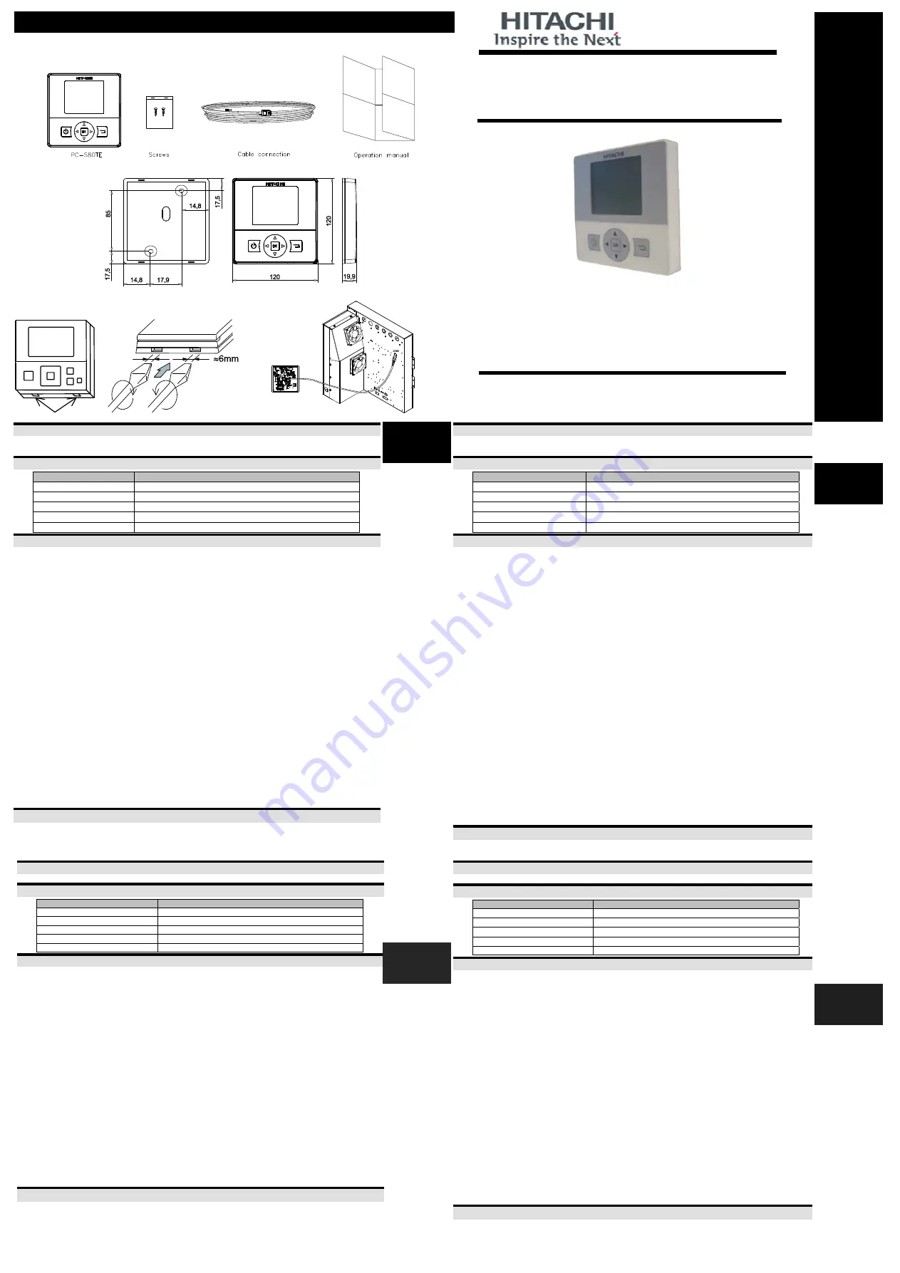 Hitachi PC-S80TE Installation Manual Download Page 1