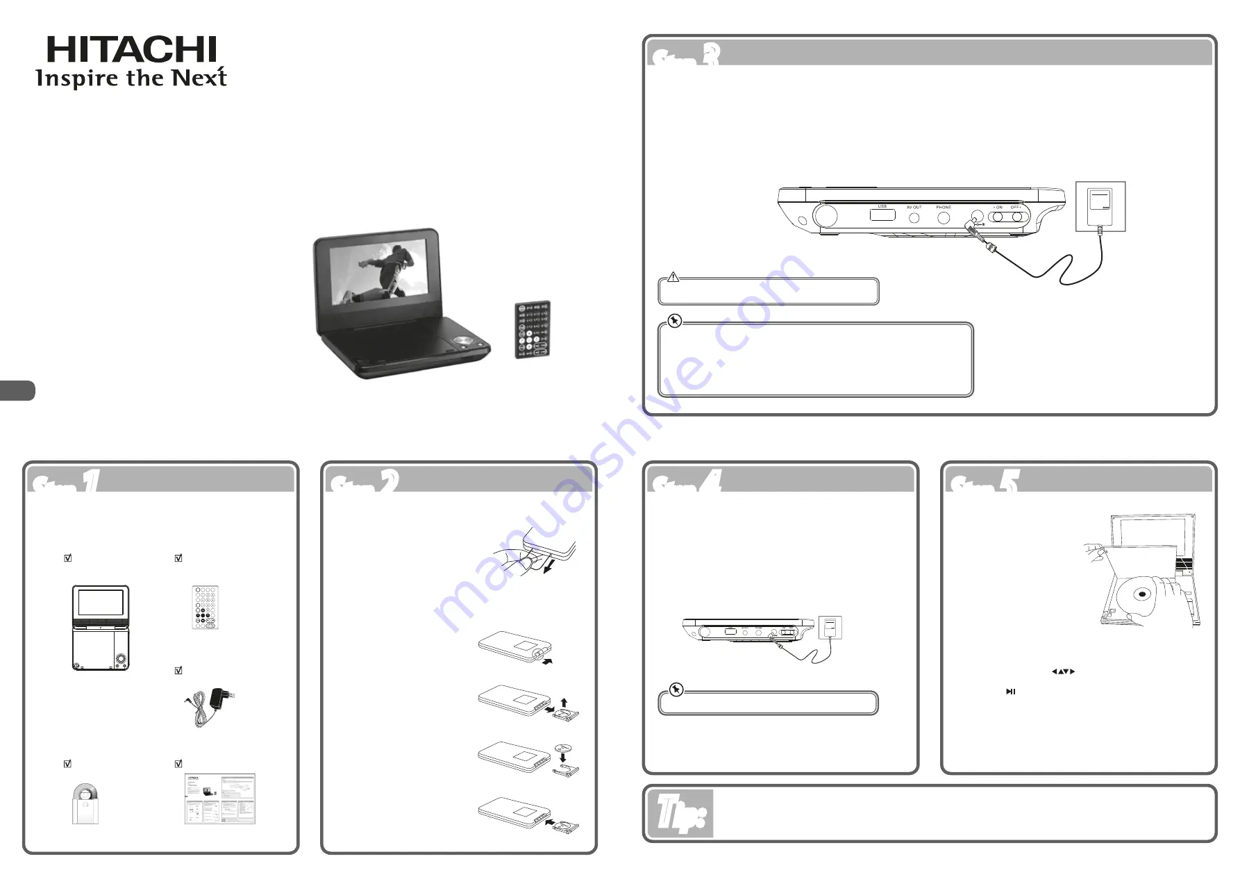 Hitachi PDV343E Quick Start Manual Download Page 1