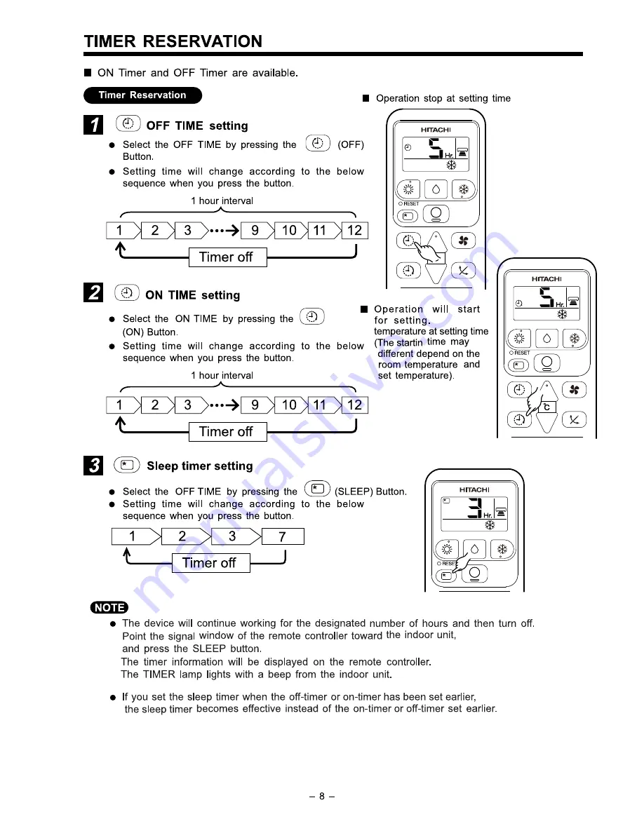 Hitachi RAC-07BH2 Instruction And Installation Manual Download Page 8