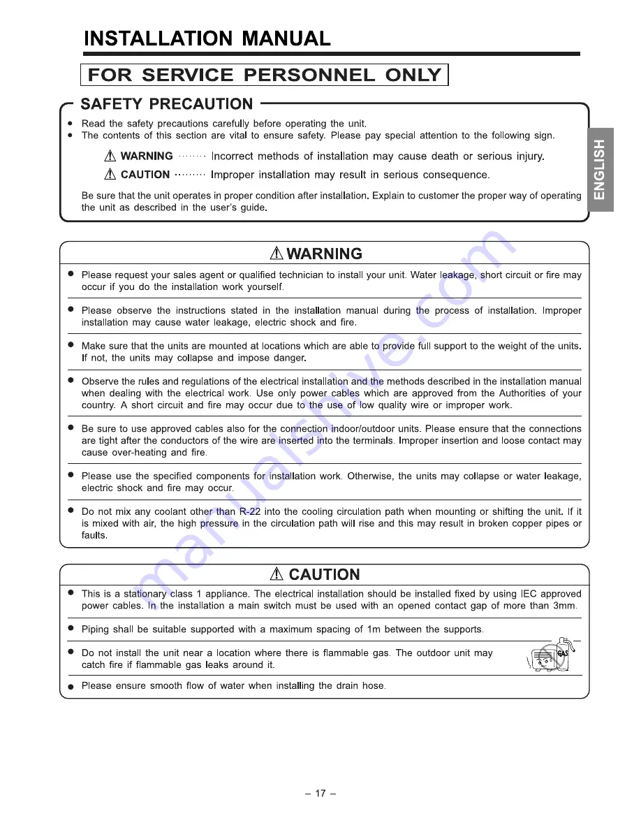 Hitachi RAC-07BH2 Instruction And Installation Manual Download Page 17