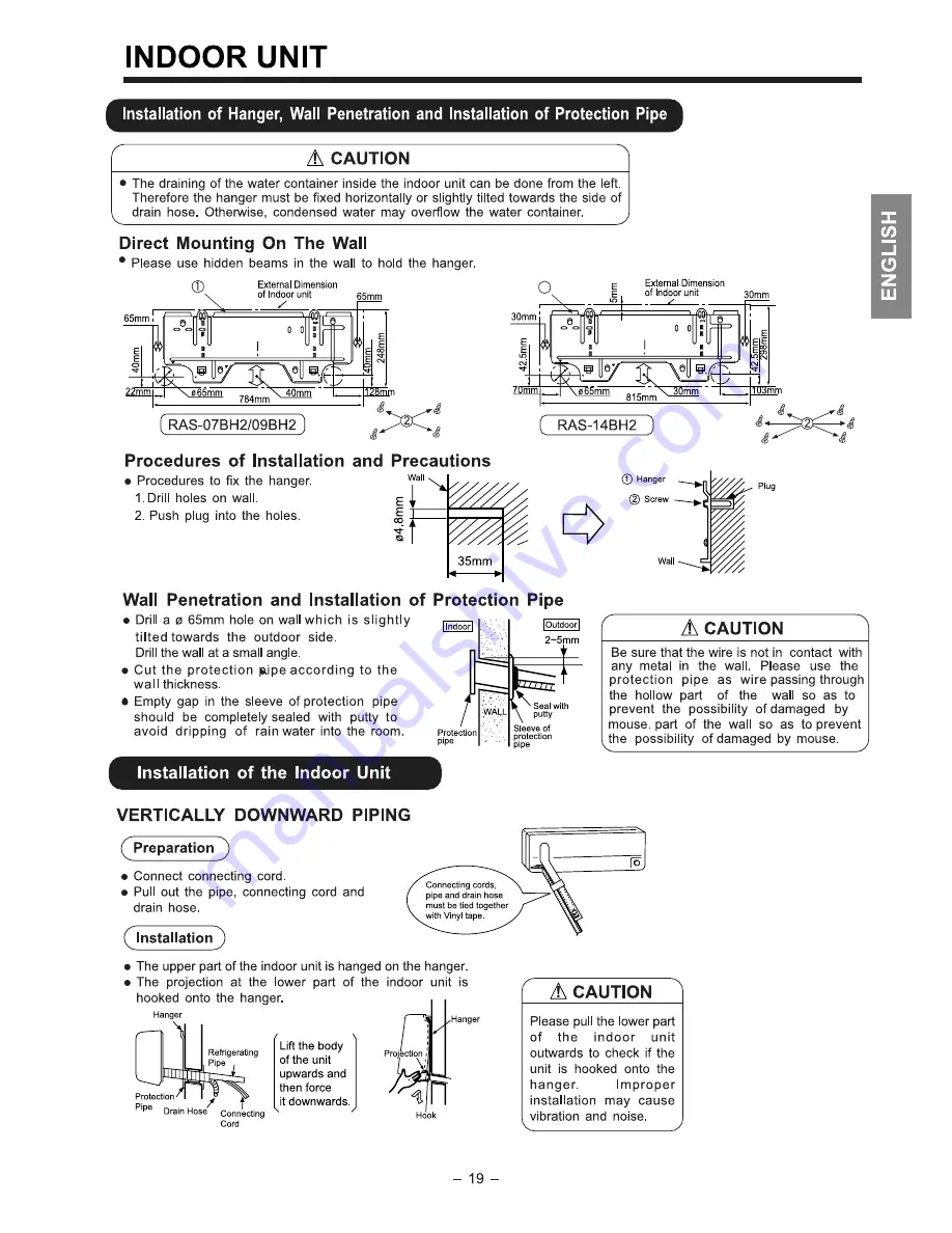 Hitachi RAC-07BH2 Instruction And Installation Manual Download Page 19