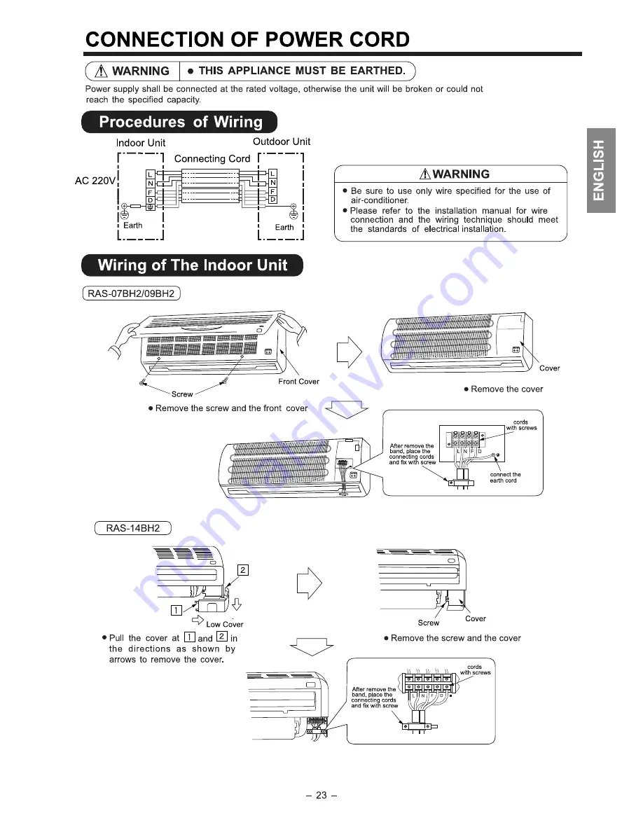 Hitachi RAC-07BH2 Instruction And Installation Manual Download Page 23