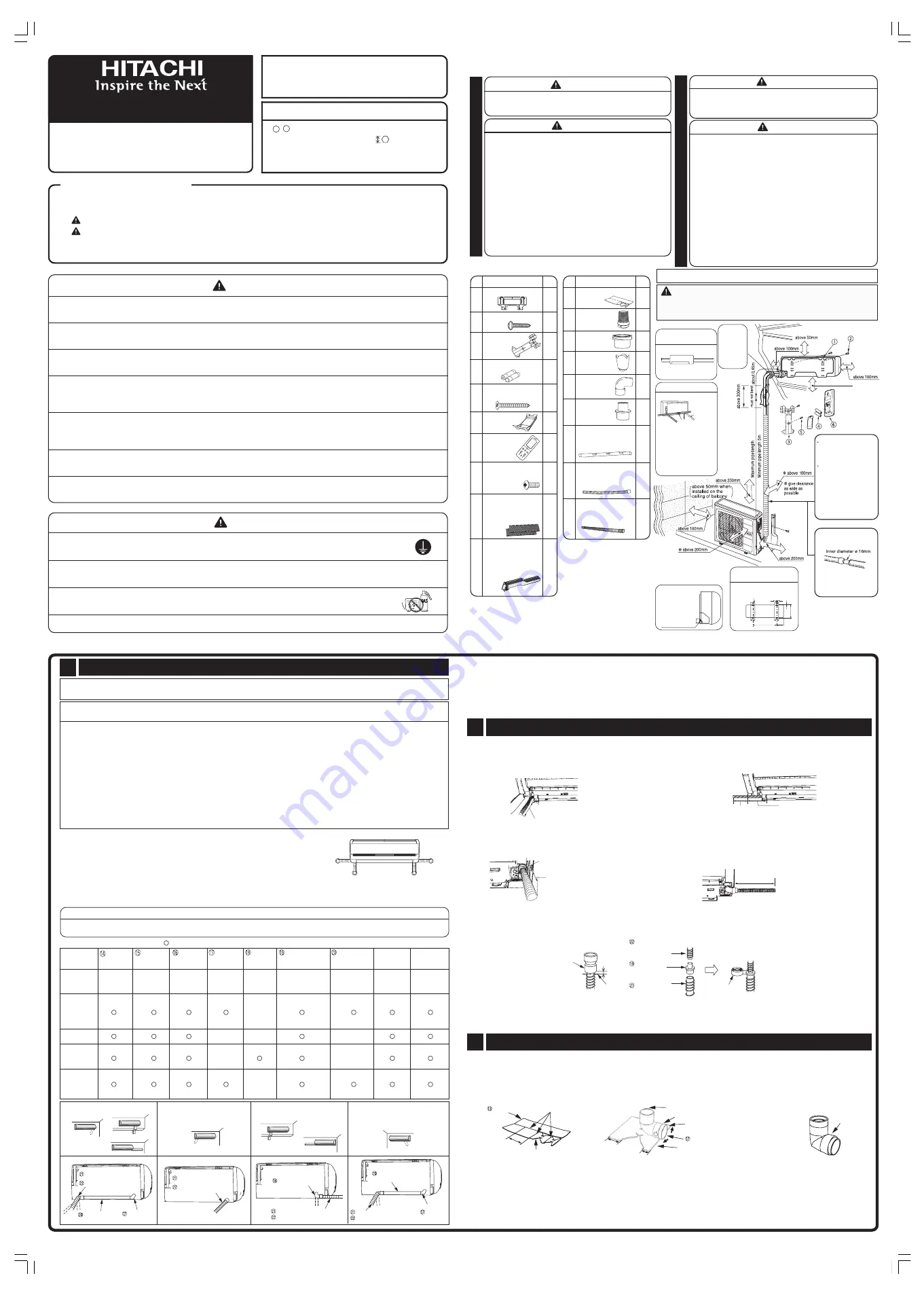 Hitachi RAC-13EX9G Installation Manual Download Page 1