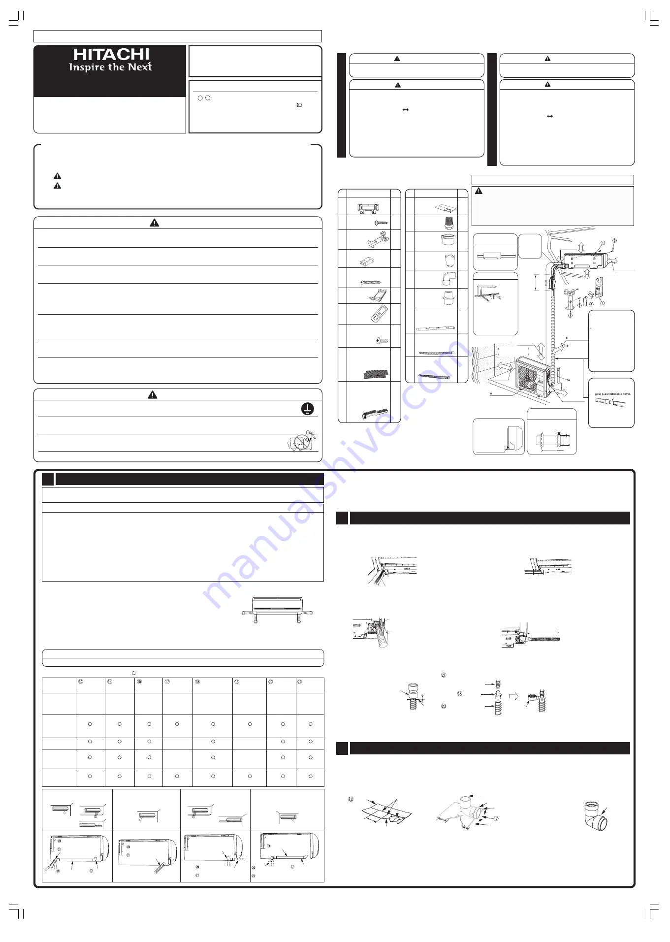 Hitachi RAC-18EX9G Installation Manual Download Page 5