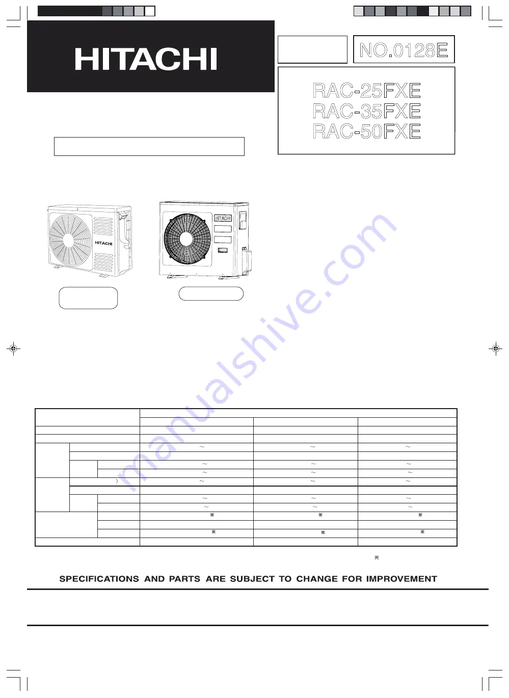 Hitachi RAC-25FXE Service Manual Download Page 1