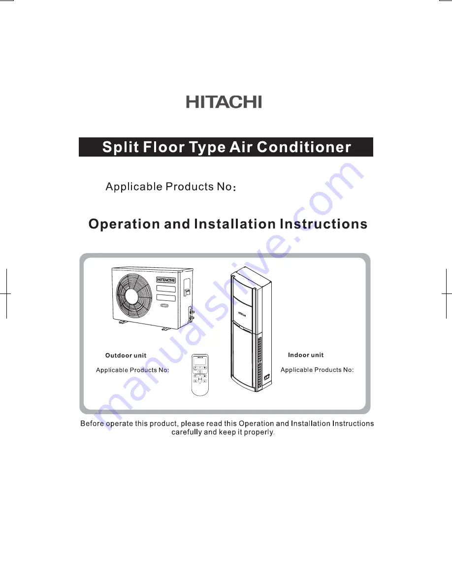 Hitachi RAC-L24GHZ Скачать руководство пользователя страница 1