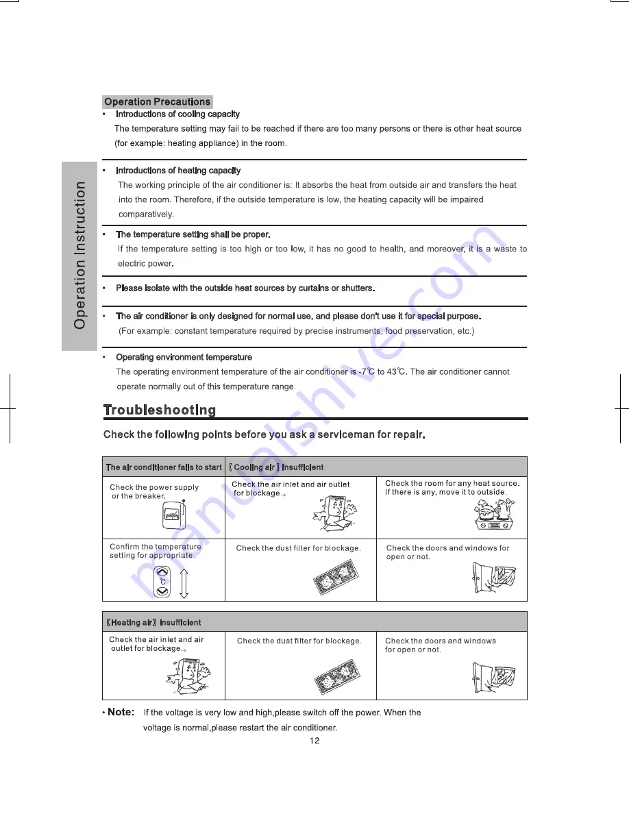 Hitachi RAC-L24GHZ Operation And Installation Instructions Manual Download Page 14