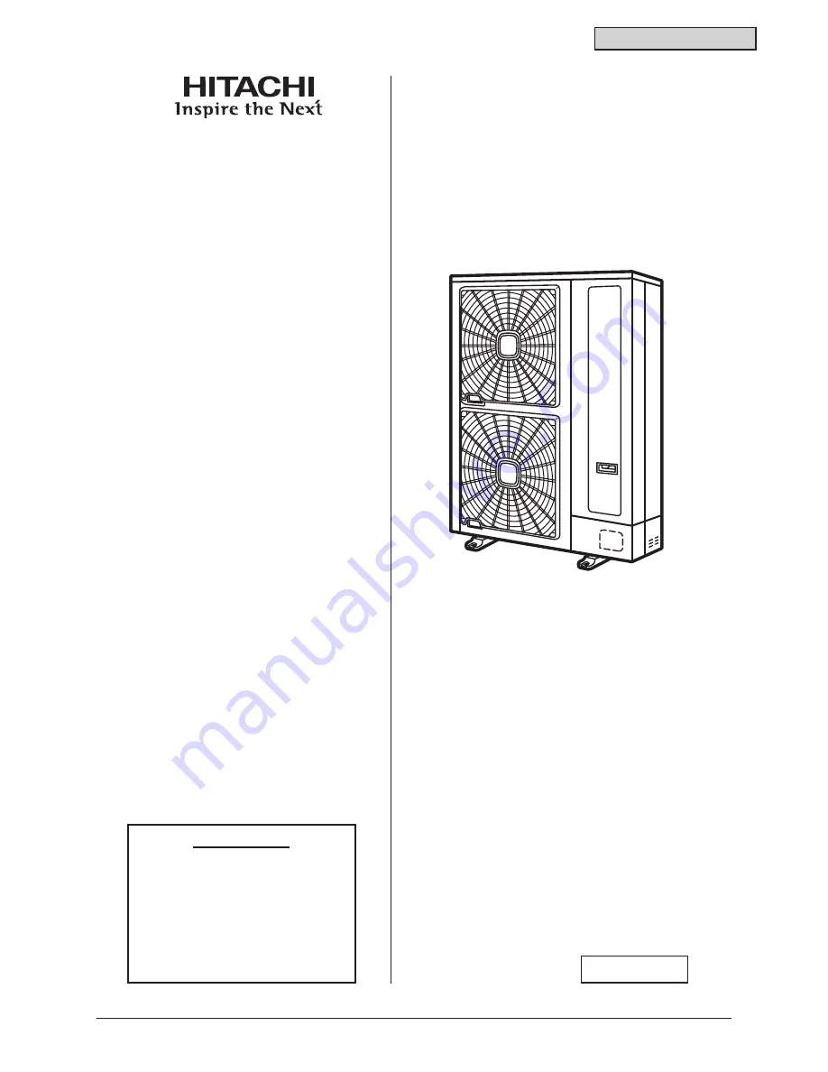 Hitachi RAS-3HVRNM2 Скачать руководство пользователя страница 1