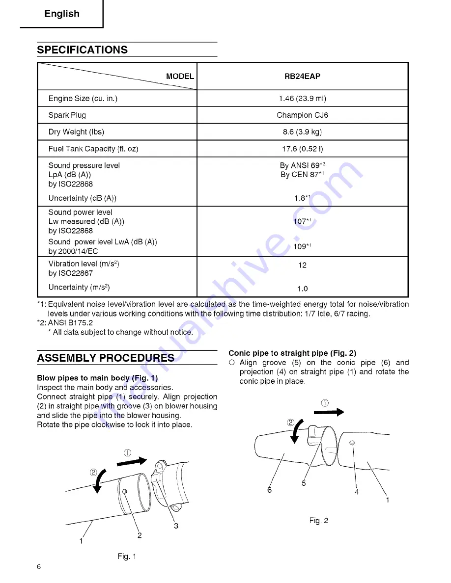 Hitachi RB 24EAP Instruction Manual Download Page 6