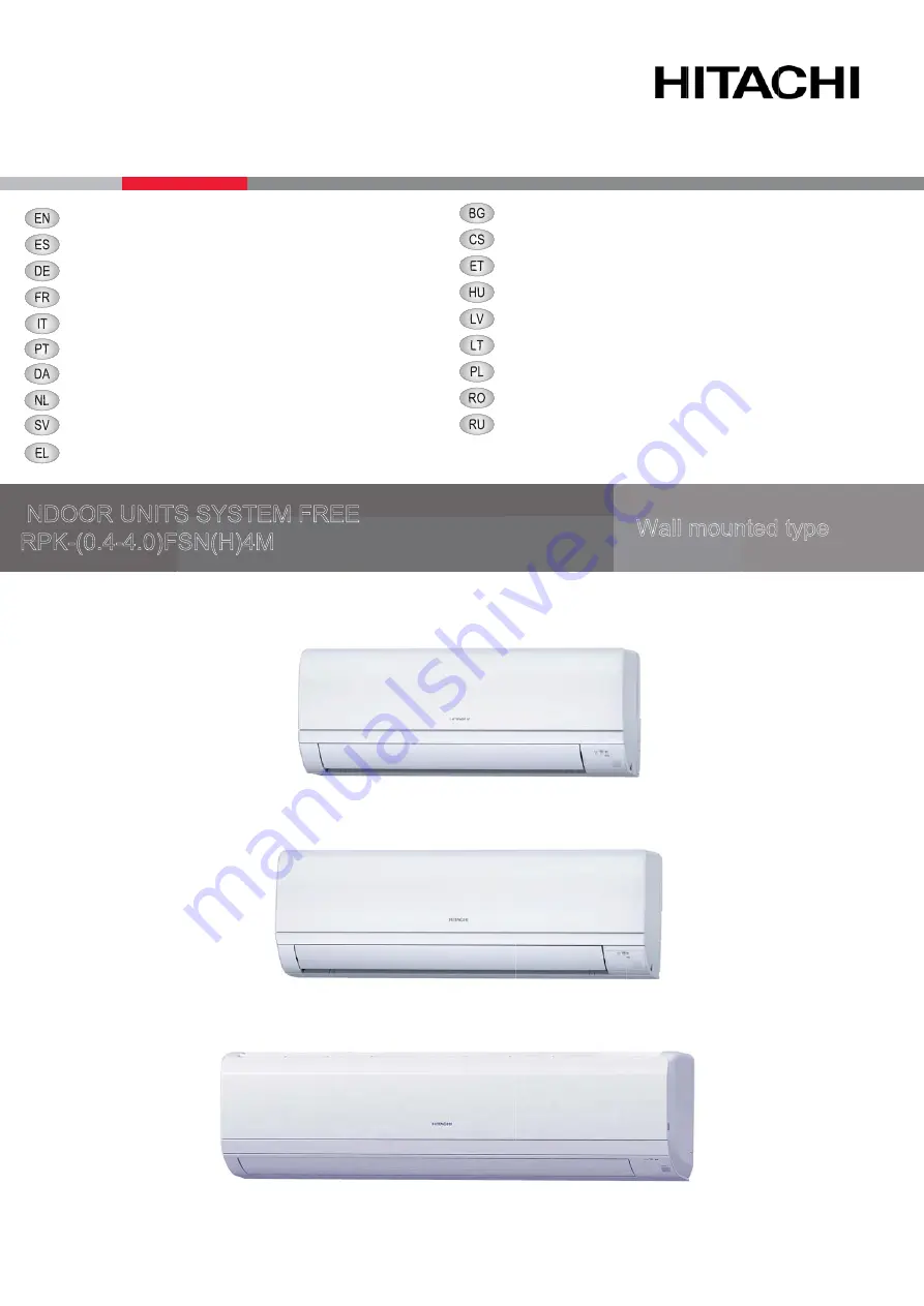 Hitachi RPK-(0.4-1.0)FSN(H)4M Скачать руководство пользователя страница 1