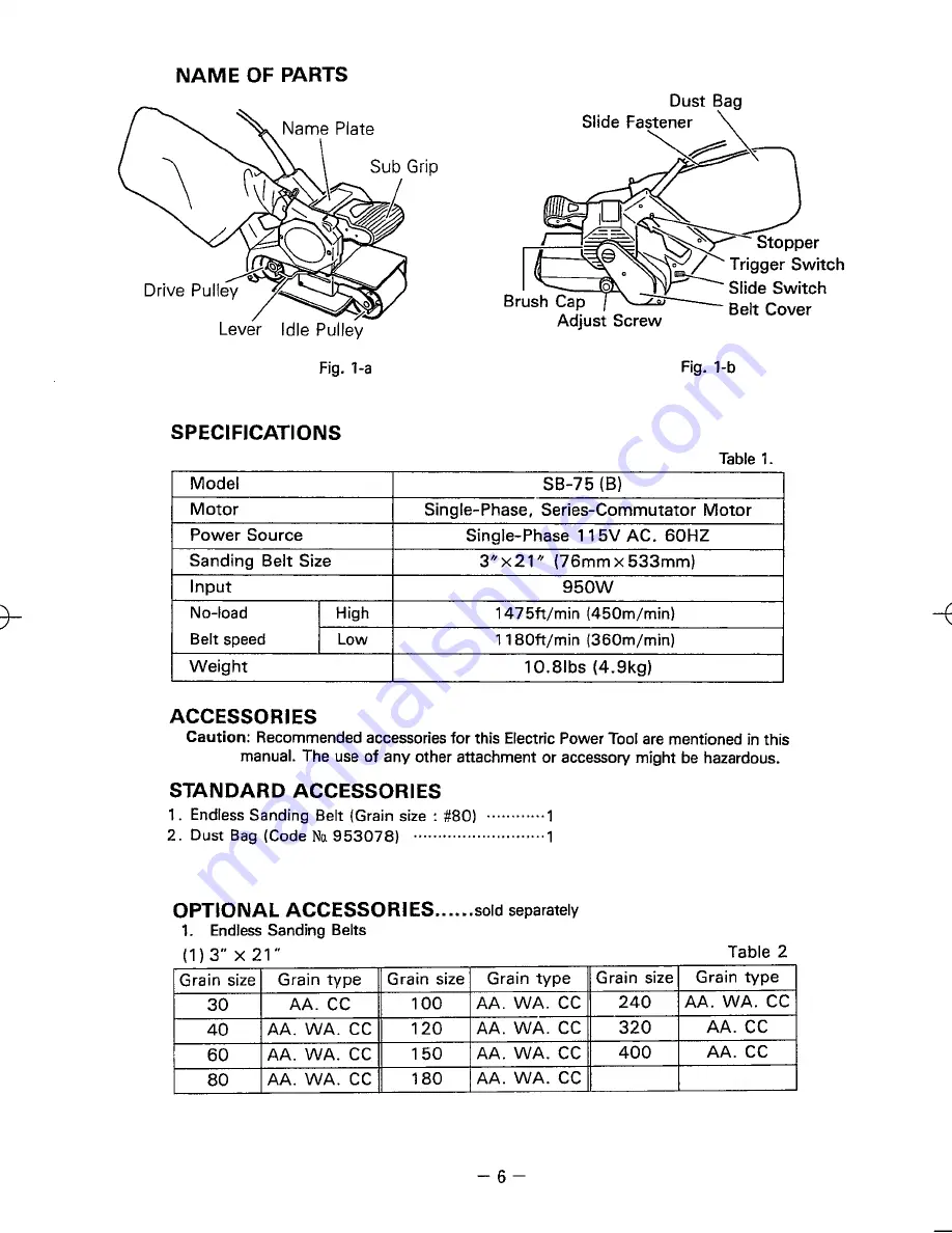 Hitachi SB-75(B) Instruction Manual Download Page 7