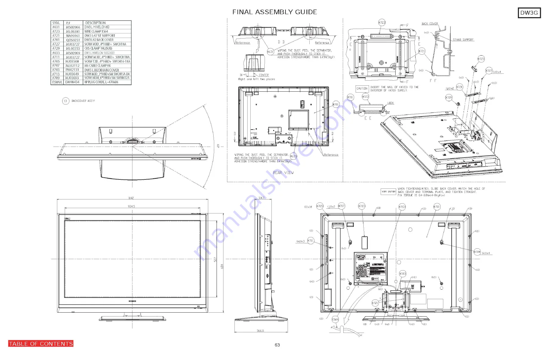 Hitachi UltraVision L42S601 Service Manual Download Page 65