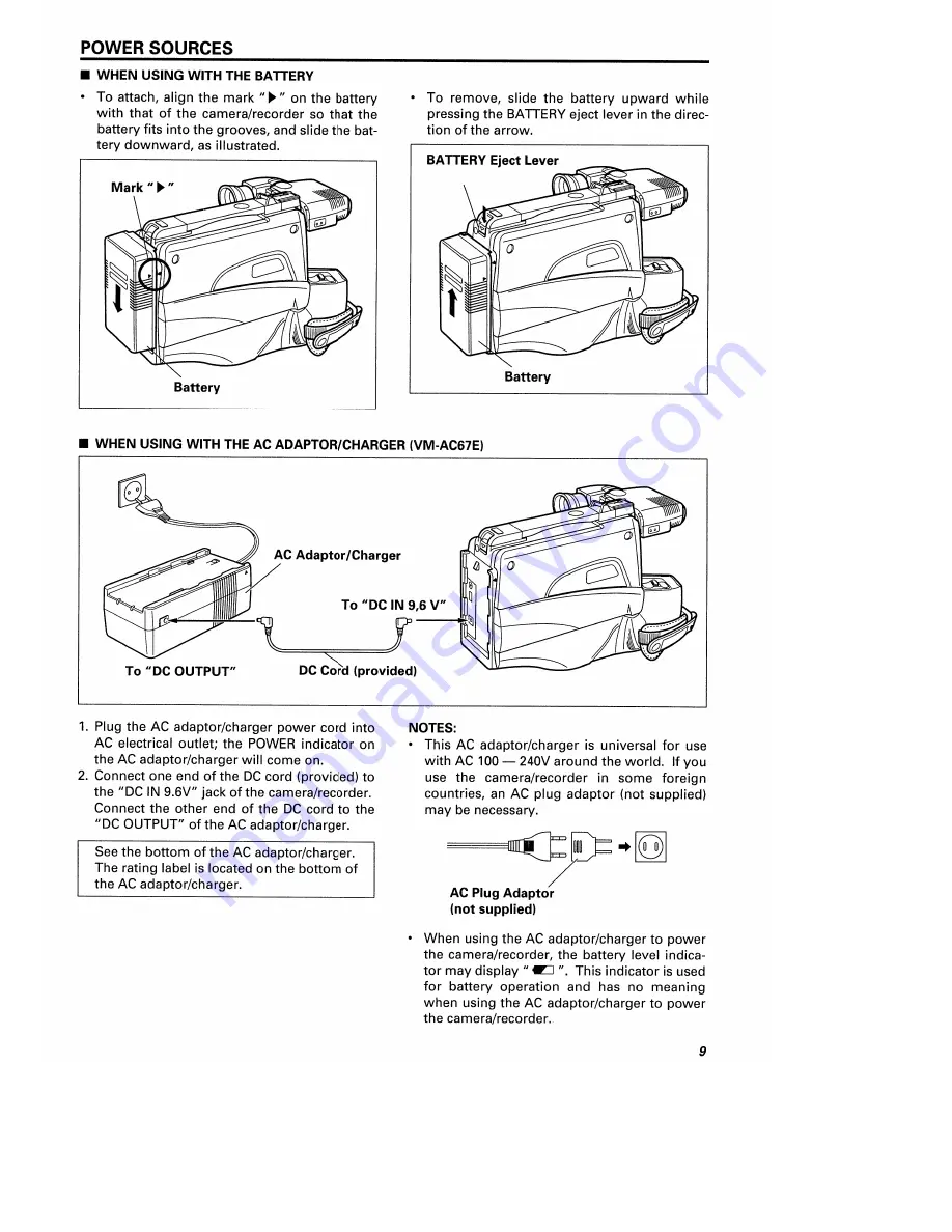 Hitachi VM-2700E Instruction Manual Download Page 9