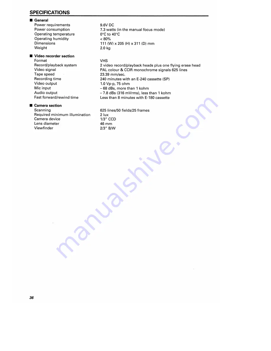 Hitachi VM-2700E Instruction Manual Download Page 36