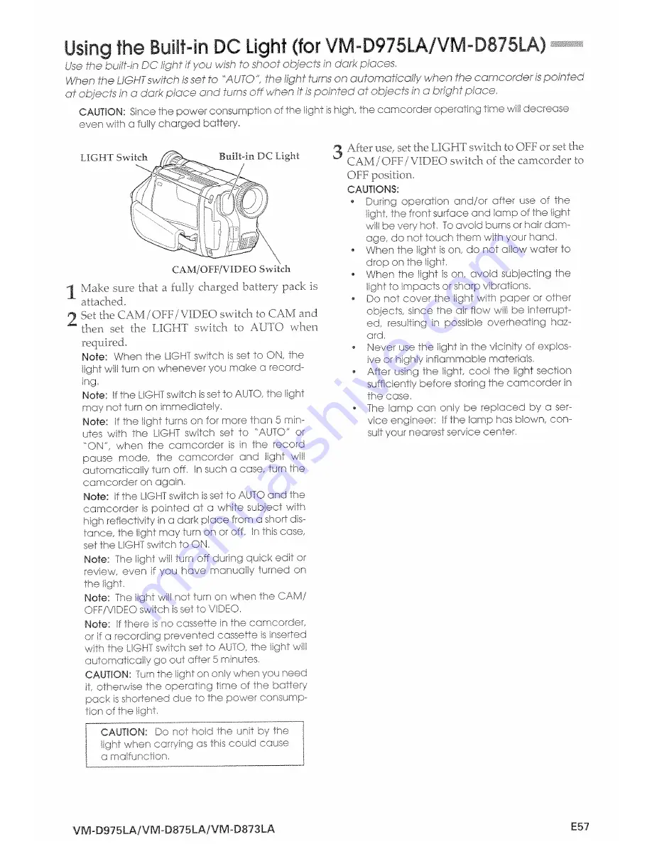 Hitachi VM-873LA - Camcorder Скачать руководство пользователя страница 57