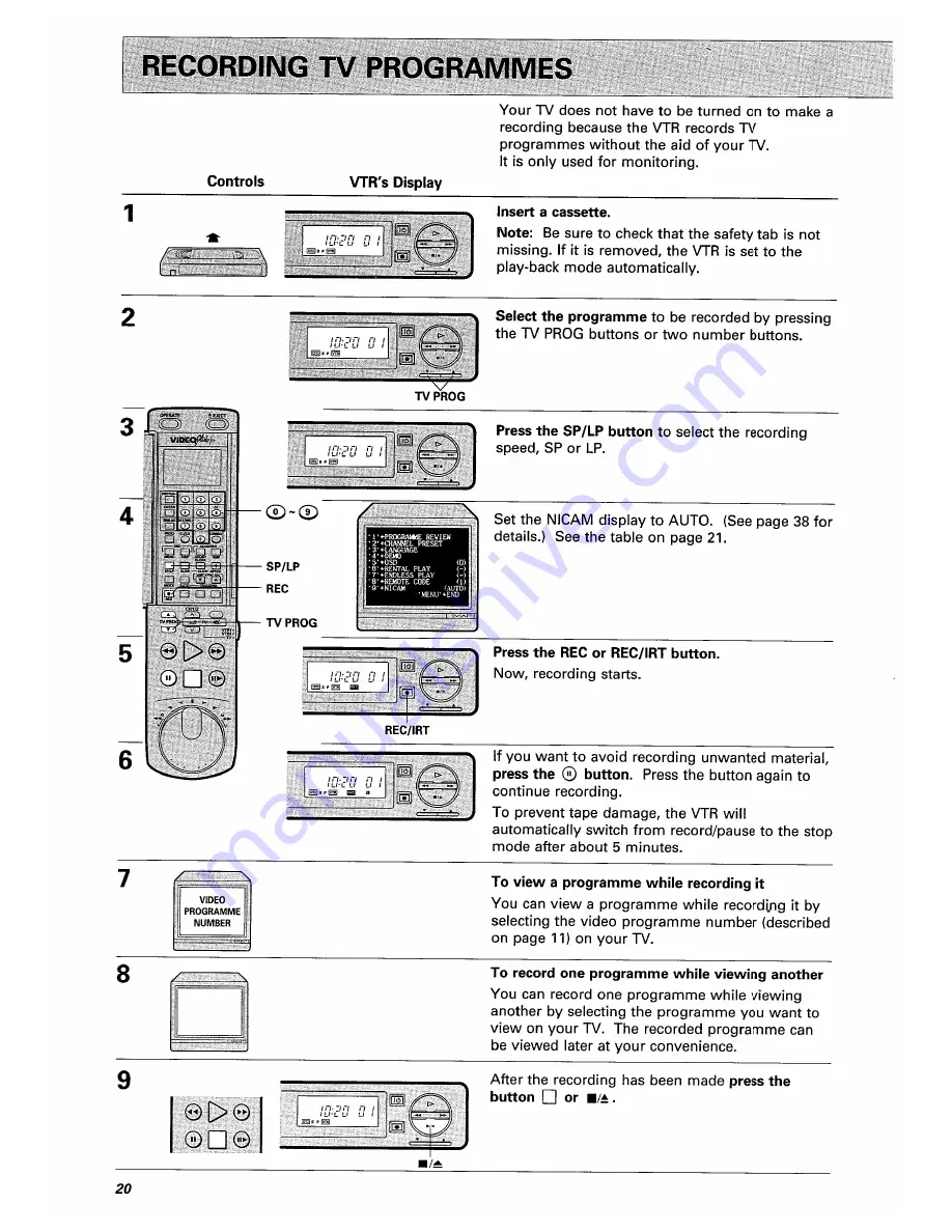 Hitachi VT-F350E Instruction Manual Download Page 20