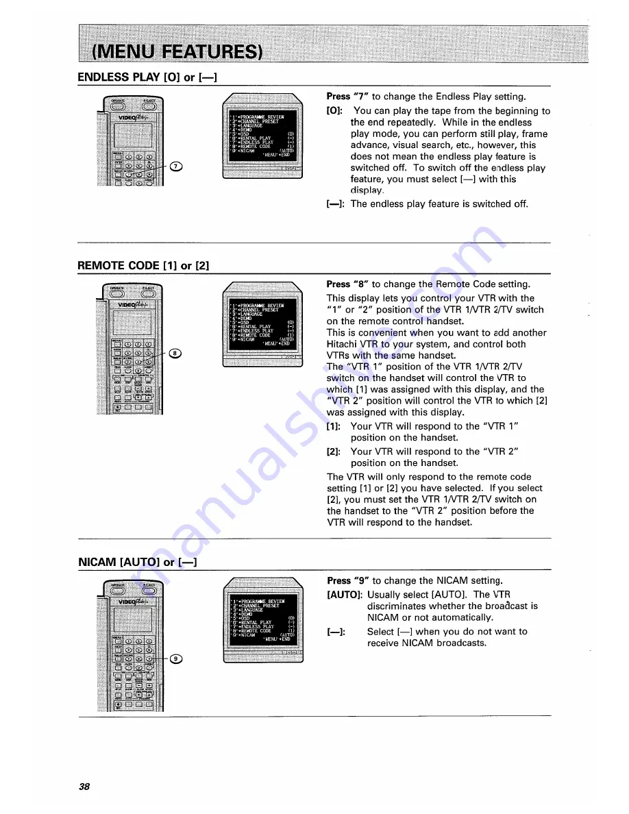 Hitachi VT-F350E Instruction Manual Download Page 38