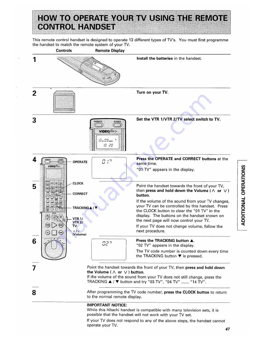 Hitachi VT-F350E Instruction Manual Download Page 47