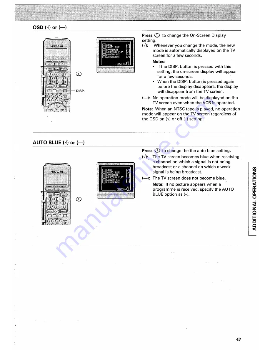 Hitachi VT-F660E Instruction Manual Download Page 43