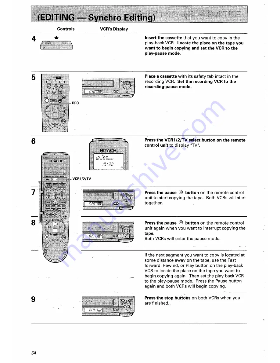 Hitachi VT-F660E Instruction Manual Download Page 54