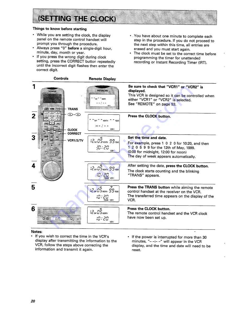 Hitachi VT-FX770E Instruction Manual Download Page 20