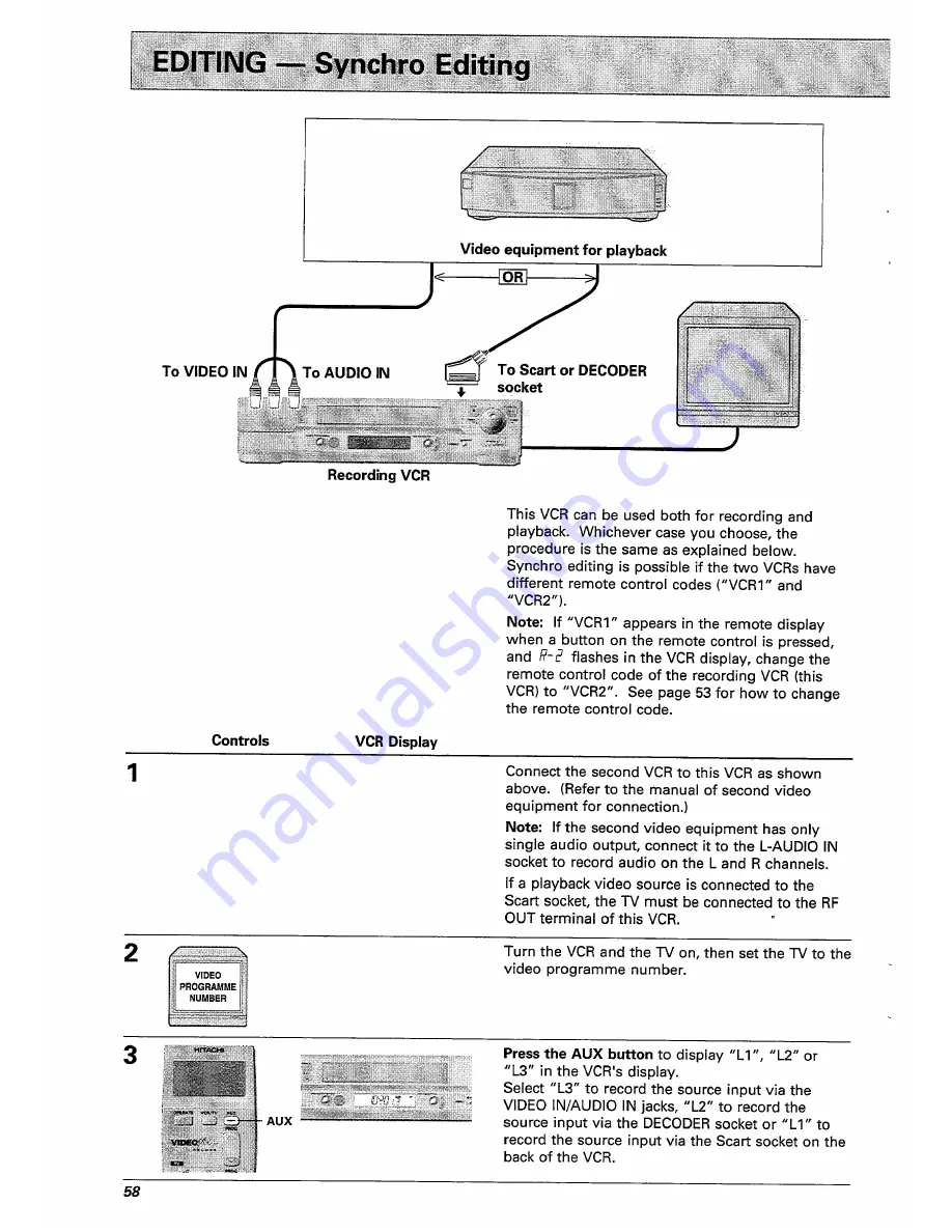 Hitachi VT-FX770E Instruction Manual Download Page 58