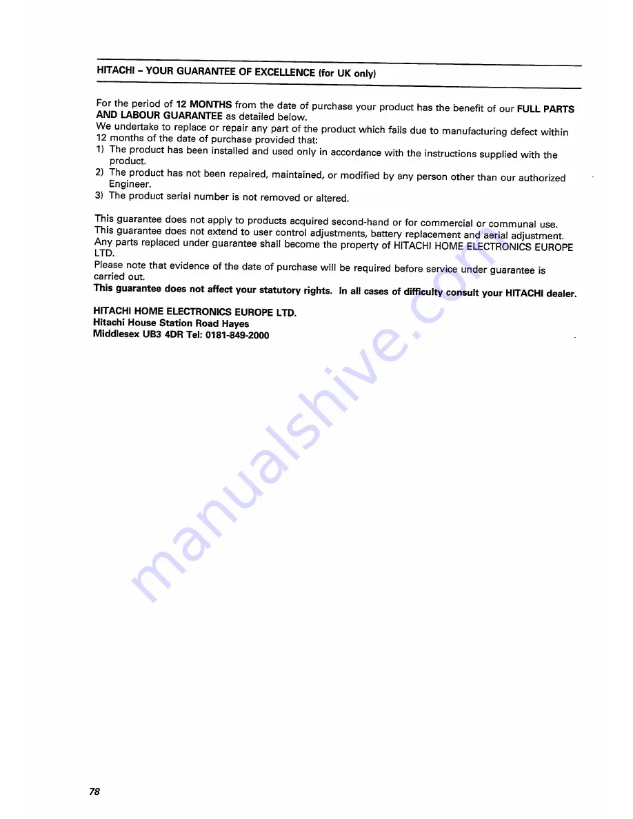 Hitachi VT-FX770E Instruction Manual Download Page 78