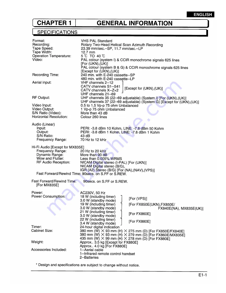 Hitachi VT-FX840E Service Manual Download Page 5