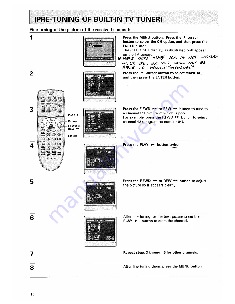 Hitachi VT-FX860E Скачать руководство пользователя страница 14