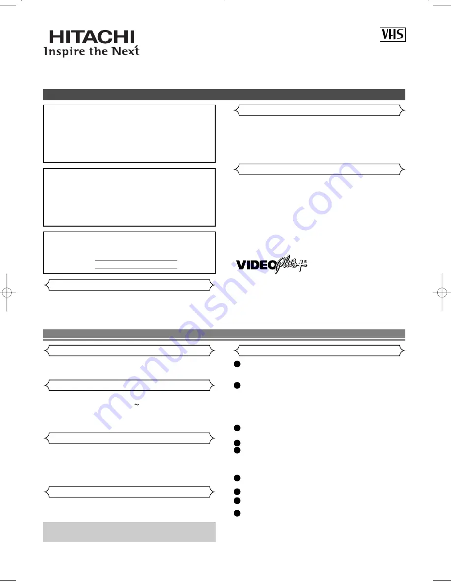 Hitachi VTFX240EUK User Manual Download Page 2