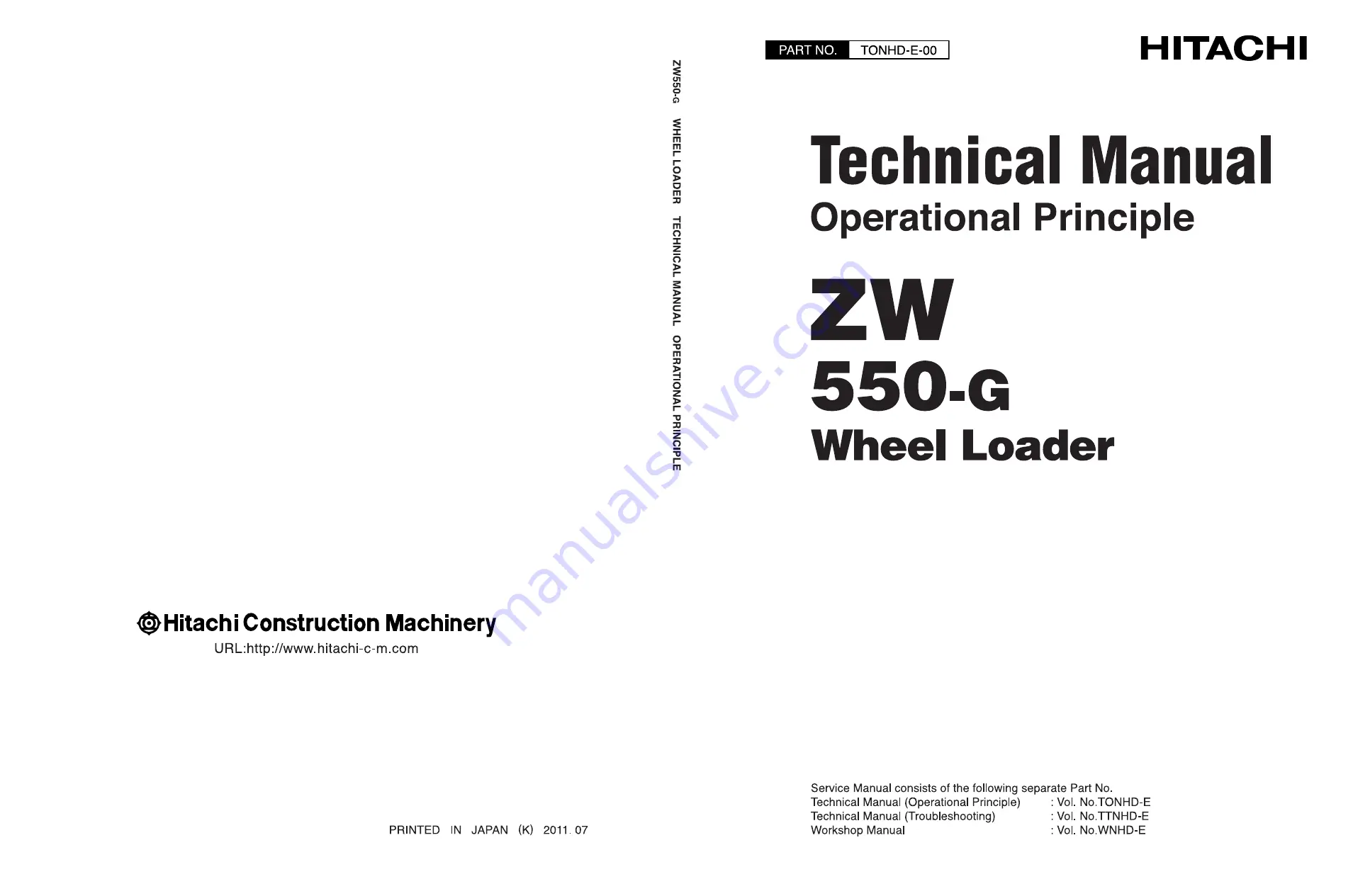 Hitachi ZW 550-G Technical Manual Download Page 1