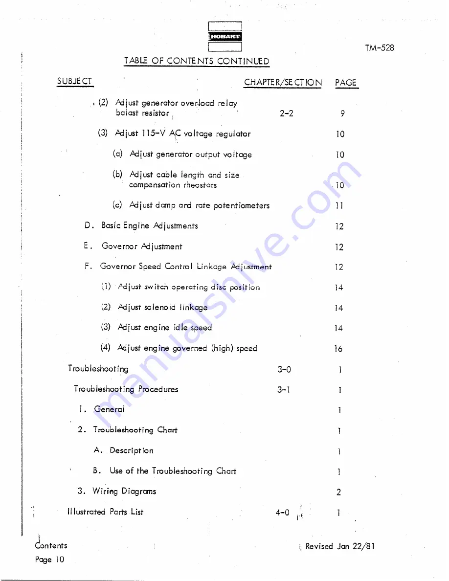 Hobart 140G17K Operation And Maintenance Download Page 14